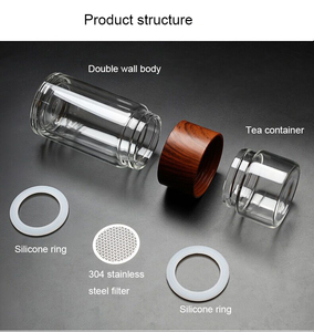 Carafe isotherme en verre réutilisable et écologique à double paroi pour la préparation du thé, 350 ml, pour la vie quotidienne (vente en gros) - Product Image 5