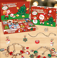 Bracelet en métal perlé fait main pour Noël, bijoux DIY, jouet amusant, boîte surprise, cadeaux d'unboxing, cadeaux de fête, perles Kawaii, fêtes de fin d'année