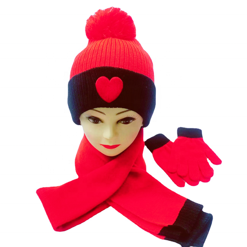 Новый OEM индивидуальный дизайн вышивка простая акриловая вязаная шапочка, шарф и перчатки набор