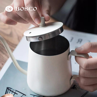 BOSCO Modern Italian 350ml Teko Kopi Stainless Steel Tahan Panas dengan Desain Mulut Panjang Gooseneck untuk Seduhan Manual & Tutup