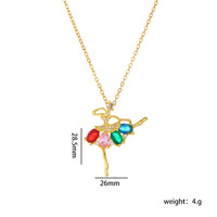 Collier en zircon coloré haut de gamme au design de niche, motif ballerine, pour femme, vente en gros transfrontalière, succès commercial