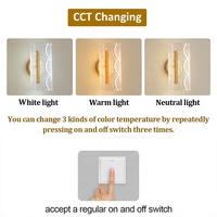 Lampes murales cylindriques modernes en acrylique à 3 couleurs changeantes, 7W LED, feuille d'or craquelée, pour la décoration de chambre à coucher