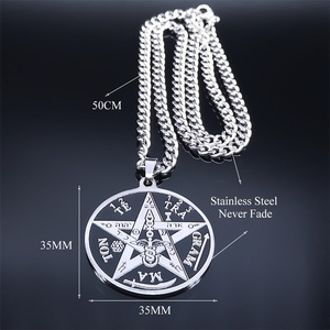 Pendentif en acier inoxydable Star Solomon Seal Kabbalah pour hommes et femmes, collier en acier titane, bijoux - Product Image 5