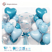 Set Balon Foil Pita Bergaris Balon Foil Hati Balon Lateks Konfeti Dekorasi Pesta Ulang Tahun Baby Shower Pernikahan Ulang Tahun