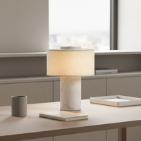 Lampe de table en marbre sans fil Wabi Sabi avec abat-jour en tissu, lampe de table en pierre à commande tactile pour restaurant, chambre à coucher, chevet