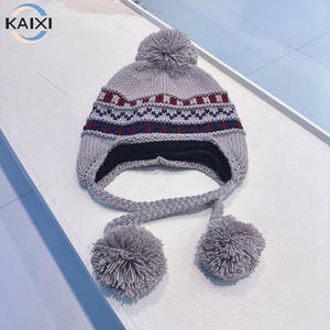 หมวกสกีผ้าแจ็คการ์ดย้อนยุคออกแบบได้ตามต้องการมีลายถักฟรีและหมวกปิดหูมีพู่ - Product Image 1