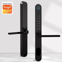 Serrure de porte intelligente Tuya Slim à empreinte digitale, étanche, pour WiFi, profil étroit, en alliage d'aluminium à pont thermique brisé, avec carte mémoire
