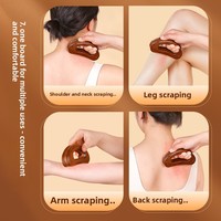 Planche de massage Gua Sha 2-en-1 en bois de hêtre carbonisé et brosse de massage ergonomique pour massage des tissus profonds, soin des épaules, du cou et du corps