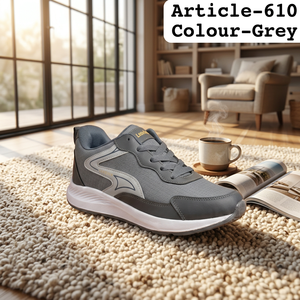 Chaussures de course légères et respirantes grises, baskets de sport à lacets, chaussures de marche antidérapantes pour hommes, légères et respirantes, grises - Product Image 1