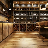 Meuble de bar modulaire en bois massif moderne personnalisé avec éclairage LED, grande capacité, pour la présentation de vin, idéal pour les restaurants
