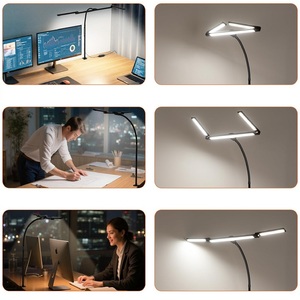 <span class=keywords><strong>Lámpara</strong></span> de Escritorio LED con <span class=keywords><strong>Pinza</strong></span>, <span class=keywords><strong>Lámpara</strong></span> de Arquitecto Ajustable de 3 Segmentos, 1380LM, para Oficina, Lectura, Estudio, Monitores Dobles, Banco de Trabajo - Product Image 2