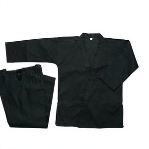 Uniforme de Karate Negro para Adultos, Unisex, Poliéster/Algodón 8oz, Transpirable, Antiencogimiento, Corte Regular, Ropa de Artes Marciales con Cinturón Blanco - Product Image 3