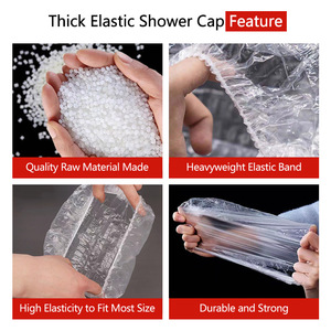 Bonnet de douche en PE transparent jetable pour hommes, femmes, femmes, enfants, bonnets de bain en plastique transparent pour le <span class=keywords><strong>traitement</strong></span> des cheveux - Product Image 5
