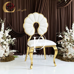 ESFEIDAO Modern Gold Metal Hotel Chair White <b>Cushion</b> Open <b>Back</b> Saber Leg Indoor Commercial Furniture - Product Image 3