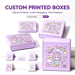 Custom Printed Paper Gift <b>Boxes</b> Color Packaging <b>Box</b> <b>Set</b> for Kids Products Pastel Cute Design - Product Image 1