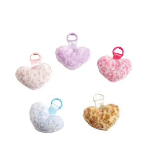 <span class=keywords><strong>Mini</strong></span> moelleux léopard fausse fourrure <span class=keywords><strong>pompon</strong></span> doux pour amour coeur sac breloque porte-clés pendentif porte-clés pour les femmes - Product Image 1