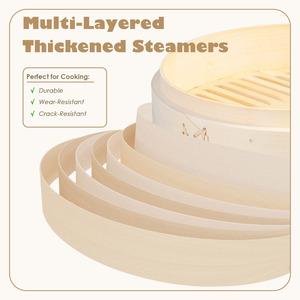 Bamboo Steamer Eco-Friendly Durable Food 27cm <strong>Fish</strong> Two-Layer Rice Steaming Basket Dumpling Steam <strong>Pot</strong> 8L Capacity Gas Induction - Product Image 2