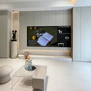 Nordic Modern Minimalist Integrated <b>TV</b> Cabinet Set Light Tone Panel Wood Style for <b>Small</b> Apartment Living Spaces - Product Image 4