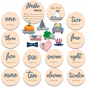Pafu En gros Panneau d'annonce de naissance en bois haut de gamme pour cadeaux de baby shower et décoration de chambre d'enfant, Disque de jalons de développement 'Bonjour le monde' - Product Image 4