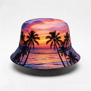 Sombrero de Pescador de Algodón con Estampado de Atardecer Tropical, Unisex, para Playa, Pesca y Actividades al Aire Libre, Personalizable, de Moda, para Verano, MOQ Bajo - Product Image 4