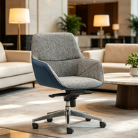 Chaise de bureau pivotante réglable en tissu avec accoudoirs et roulettes pour hall d'hôtel, suite d'hôtes et espace lounge
