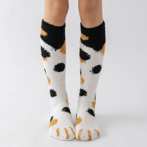 Hiver Coral Fleece Cat Paw Women Slipper Socks Snow Thick Thermal Socks Microfiber Cute Cartoon Unisex Floor Sleeping Stockings - Product Image 4