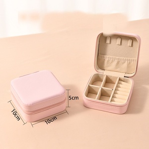 Boîte à bijoux portable de voyage, mini boîte à bijoux en cuir, boîte de rangement, boîte <span class=keywords><strong>cadeau</strong></span> pour filles et femmes, pour boucles d'oreilles, colliers, <span class=keywords><strong>cadeau</strong></span> promotionnel - Product Image 2