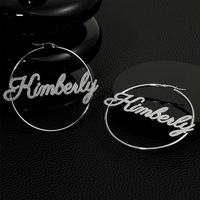 Pendientes de Acero Inoxidable con Número Recortado, Personalizados con Nombre en Inglés, Acabado Mate, para Mujer, Regalo