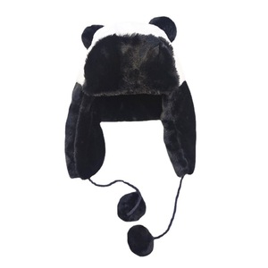 Haute qualité hiver chaud <span class=keywords><strong>Ski</strong></span> chapeau mignon en peluche noir blanc Panda en peluche boule Protection des oreilles adultes enfants Panda Lei Feng chapeau - Product Image 6