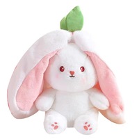 Peluche de Conejo de Pascua de Tamaño Personalizado, Juguete Creativo de Conejo Transformado en Zanahoria con Diseño de Fresa