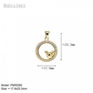 PM53478 Liontin Tikus Lucu Berbentuk Matahari dengan Zirkonia Kubik, Berlapis Emas, Tembaga, Aksesoris Kartun, Perhiasan CZ - Product Image 4