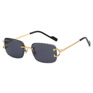 <span class=keywords><strong>Lunettes</strong></span> de soleil de créateur en métal, style chariot de courses, avec logo, monture sans bords taillée au diamant, <span class=keywords><strong>lunettes</strong></span> de soleil tendance - Product Image 5