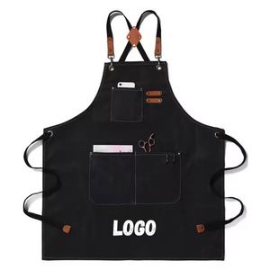 Vente Flash : Tabliers de cuisine personnalisés en jean bleu pour adultes, avec logo sur mesure, idéaux pour barista - Product Image 1