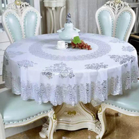 Nappe rectangulaire en PVC blanc, couverture de Table transparente et étanche avec bordure en macramé en dentelle pour mariage
