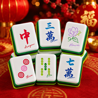 Jeu de Mahjong de style chinois traditionnel, tuiles de Mahjong en acrylique imprimées d'inspiration orientale, jeu de table, cadeau