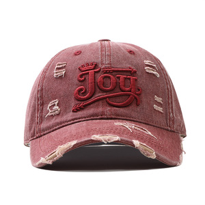 หมวกเบสบอล Joy รุ่น Unisex ผ้าฝ้ายเดนิม 100% ปักลายแบบ Distressed ป้องกันแสงแดด - Product Image 3
