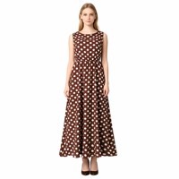 Robe trapèze vintage à pois sans manches, col rond, anti-plis, boutonnée, en polyester, pour femme – Collection Printemps/Été/Automne – Grande Vente