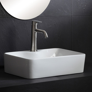 <span class=keywords><strong>Lavabo</strong></span> de comptoir en céramique blanche moderne, évier à un trou, design rectangulaire lisse, facile à nettoyer pour salle de bain, hôtel - Product Image 3