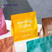 Sacs d'emballage alimentaire en plastique refermable à fond plat avec impression personnalisée pour les compléments alimentaires en poudre de collagène