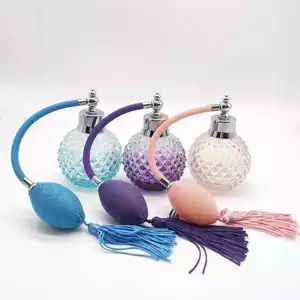 Luxury Crystal Vintage Style 100ml Blue Perfume Spray Bottle Colorful Perfume Bulb Atomizer