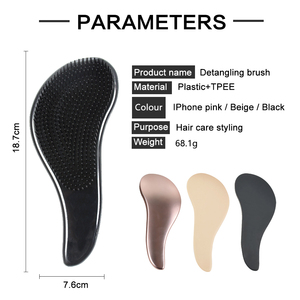 Cepillo para Desenredar el Cabello al por Mayor, de Plástico, con Logotipo Personalizado, Popular, Beige Mate, con Galvanoplastia en Oro Rosa - Product Image 2