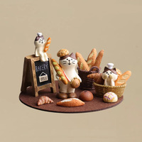 Artisanat en résine de style japonais ZAKKA, inspiré d'Instagram, en forme de chat, à motifs de dessins animés, sur le thème du pain, pour la décoration de cafés et de pâtisseries, jouets décoratifs