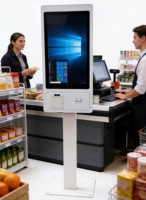 Kiosco de Autoservicio con Pantalla Táctil Capacitiva de 21.5 Pulgadas, Windows, Android 11, Escáner de Códigos QR, Lector de Tarjetas para Restaurante y Supermercado