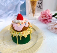 Vente en gros d'huile essentielle mignon nourriture bougie coffret cadeau bougies à gâteau personnalisées petites bougies à gâteau étiquette blanche