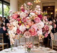 Populaire zijden roze-rode roos kunstbloemen hangende bloemenbal bruiloft centerpiece tafeldecoratie bloemstuk feest evenement