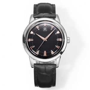 Elegante Reloj de Vestir con Números Romanos Antiguos para Hombre, con Esfera de Agujas, Caja de Acero Inoxidable Negra, Correa de Cuero, Reloj de Cuarzo - Product Image 2