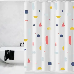 shower tirai 2m Suppliers-Tirai Mandi, Tirai Mandi Tropis, Tirai Pancuran Kain Tahan Air untuk Kamar Mandi dengan 12 Kait Plastik