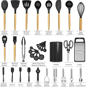 Ustensiles de cuisine de haute qualité, outils de cuisine, ensemble de spatules en silicone, ustensiles de cuisine avec manche en bois - Product Image 4