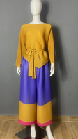 Nouvelle Collection : Ensemble Deux Pièces Plissé Issey Miyake pour Femme, Grande Taille, Manches Trois-Quarts, Patchwork Coloré, Style Africain Tendance et Élégant