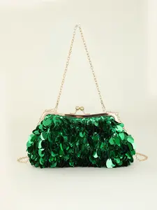 Блестящая дизайнерская сумочка с блестками, Роскошная вечерняя сумка для женщин, Серебристый клатч с бусинами, кошелек, блестящий обеденный мешок